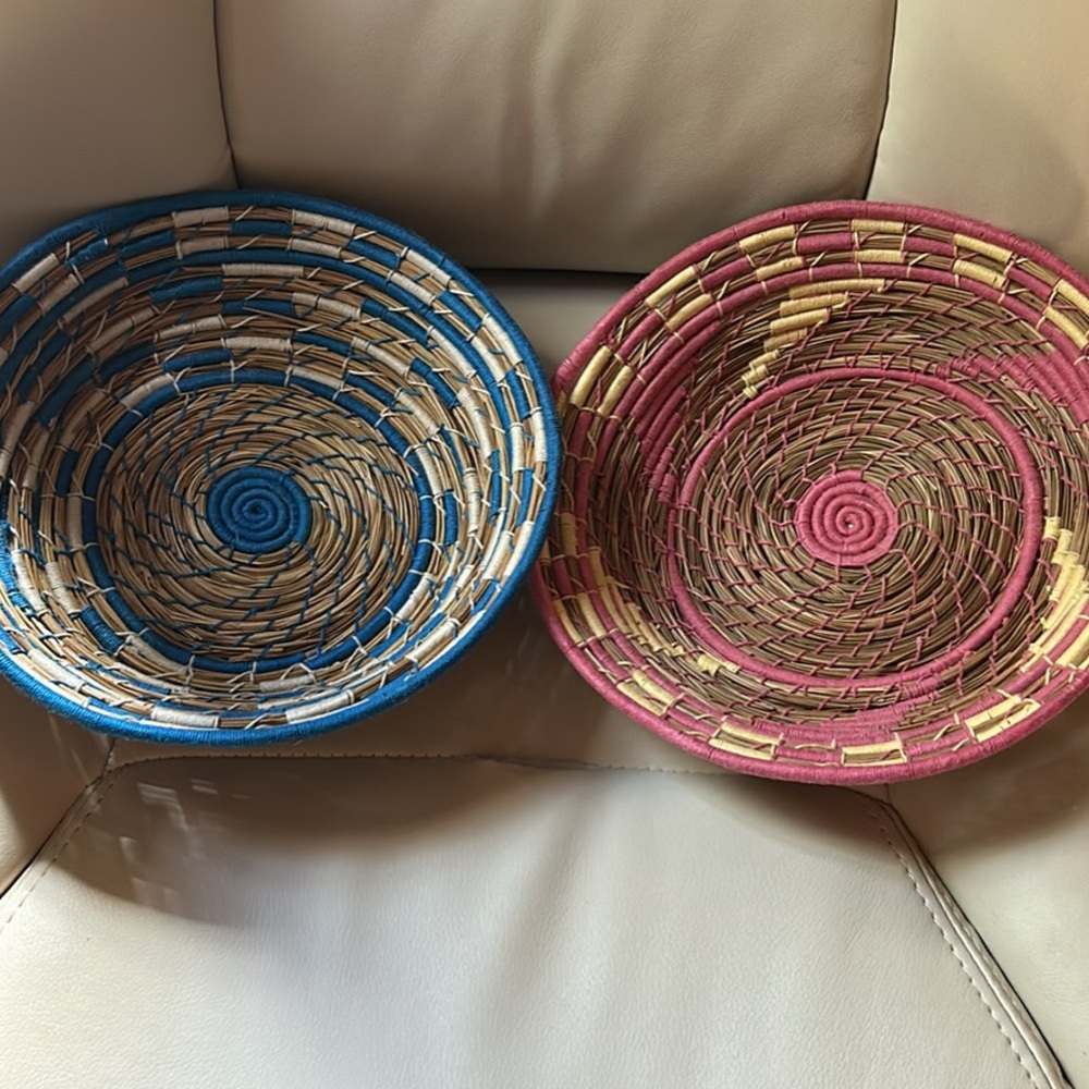 HAND WOVEN Canyon Basket with Blue and Gold Accents